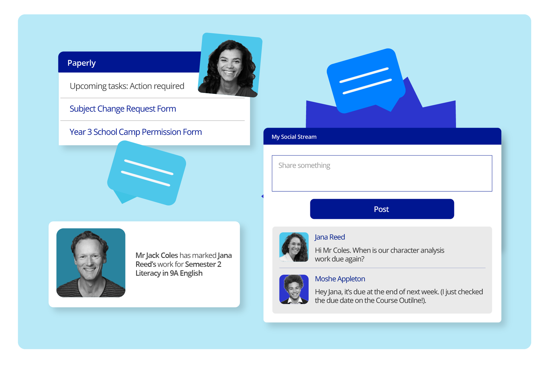Move beyond one-way broadcasts with two-way communication between families and staff.