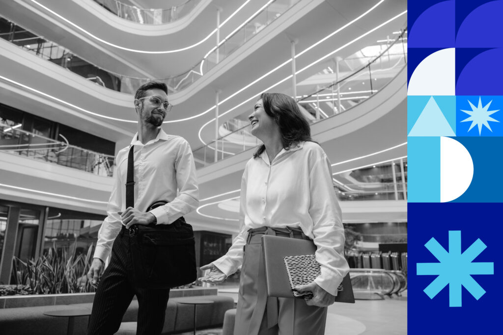 Two,Corporate,Professionals,Engage,In,A,Conversation,About,Innovation,And