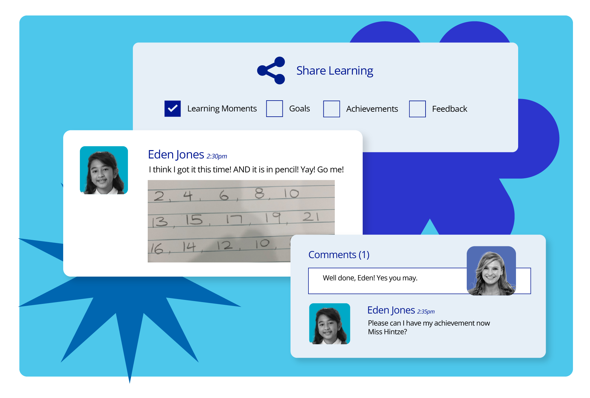 Show what’s happening in class—routines, highlights, and learning moments—without needing extra apps.