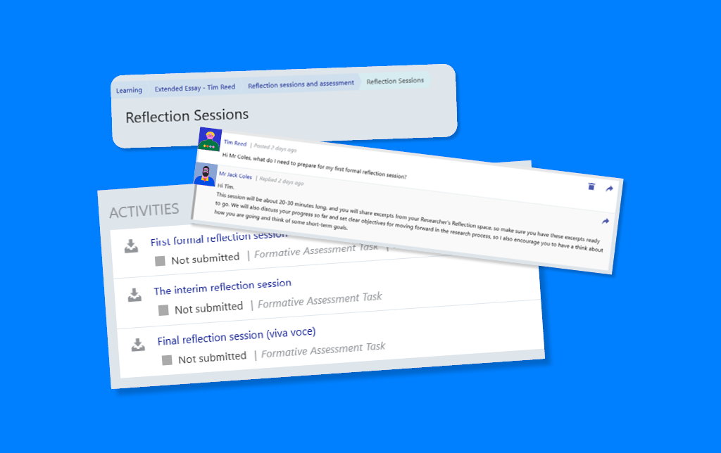 Track progress and drive continuous improvement with rubrics, assessment grades, and self-reflection tools.