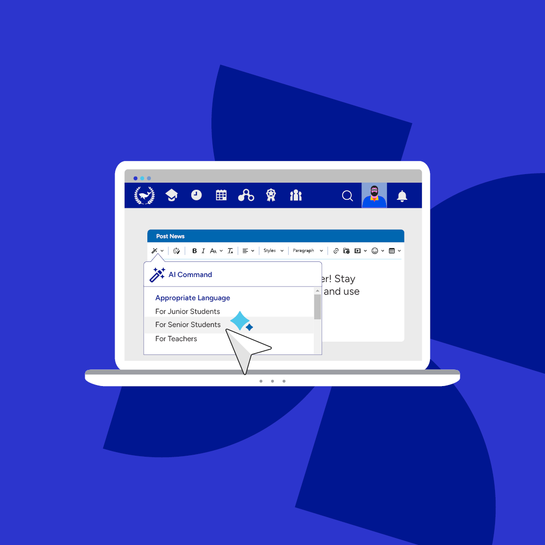 Generate, refine and translate content in seconds for newsletters, parent updates and student resources.